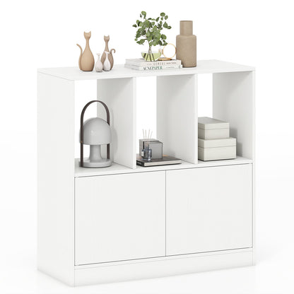 3-Cube Bookcase 3-Tier Bookshelf with Cabinet Modern Book Shelf-White