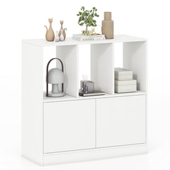3-Cube Bookcase 3-Tier Bookshelf with Cabinet Modern Book Shelf-White