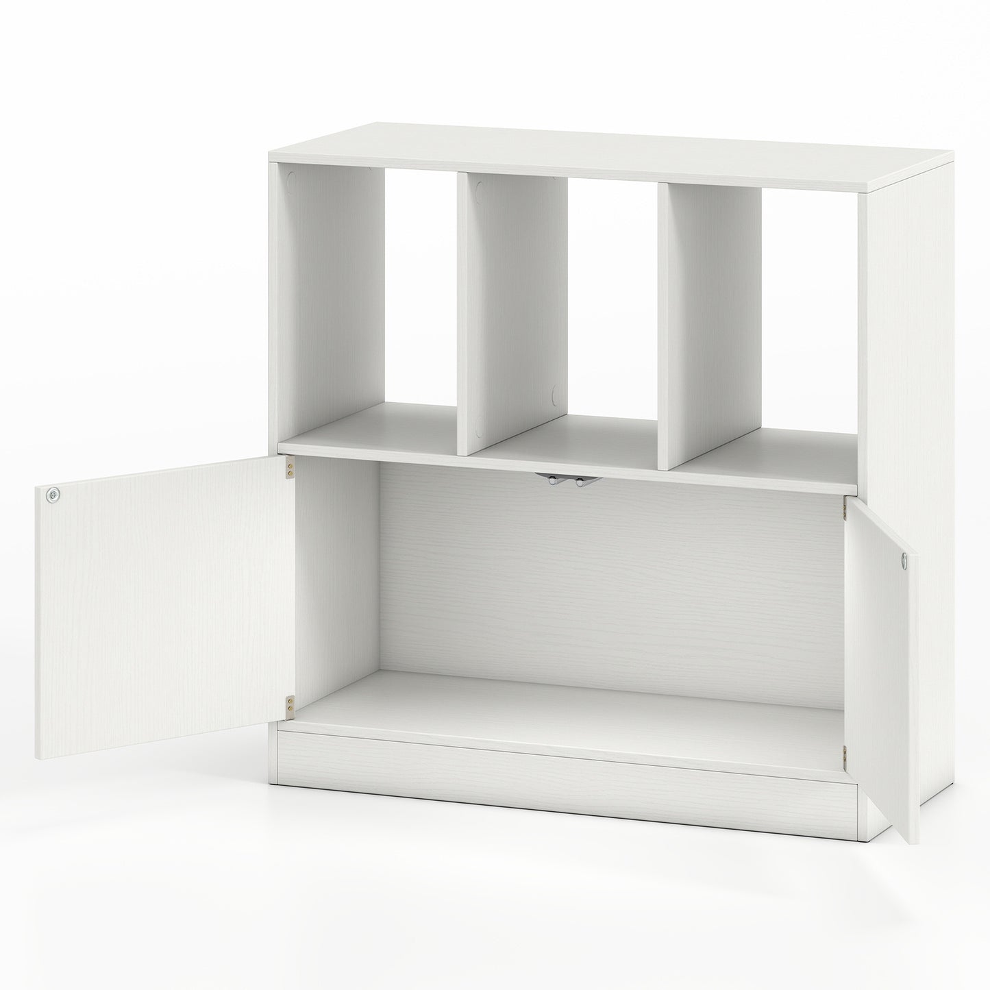 3-Cube Bookcase 3-Tier Bookshelf with Cabinet Modern Book Shelf-White