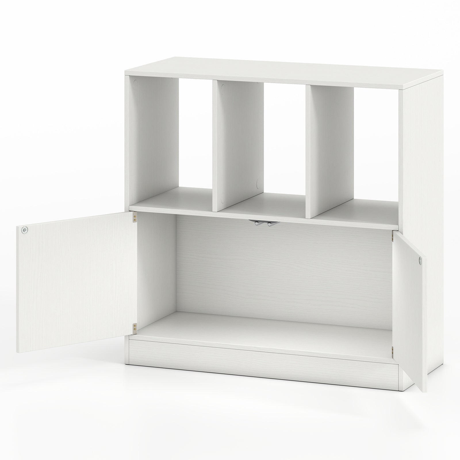 3-Cube Bookcase 3-Tier Bookshelf with Cabinet Modern Book Shelf-White