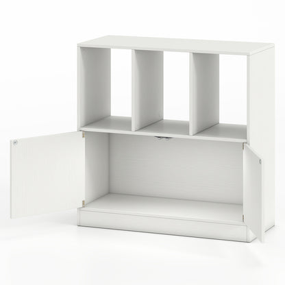 3-Cube Bookcase 3-Tier Bookshelf with Cabinet Modern Book Shelf-White