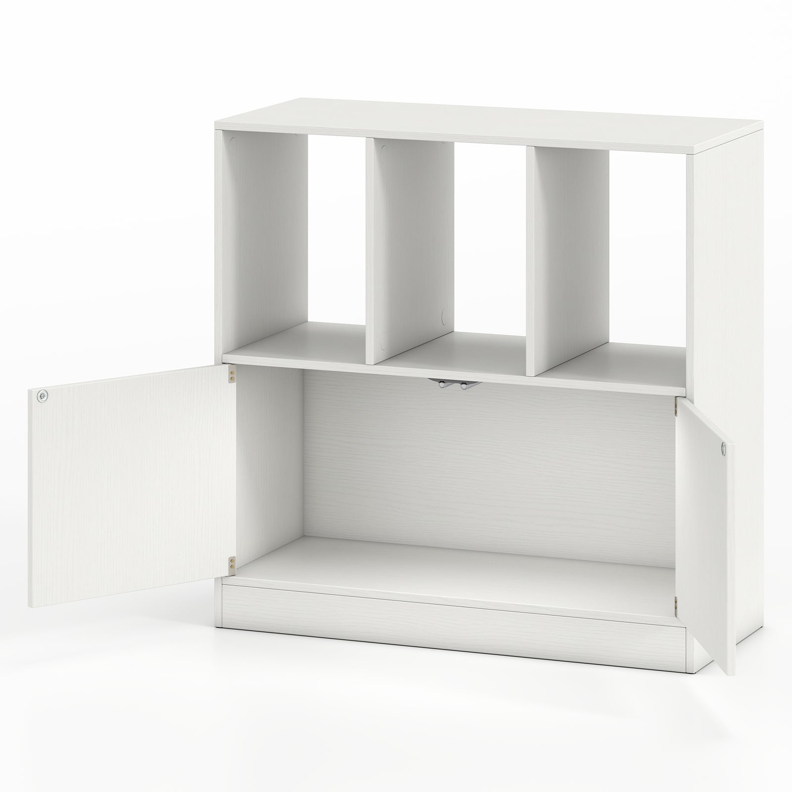 3-Cube Bookcase 3-Tier Bookshelf with Cabinet Modern Book Shelf-White