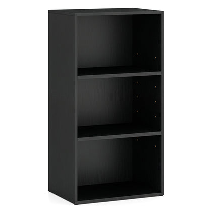 3-Cube Bookcase with 7-Position Adjustable Shelves and Anti-Toppling Kits-Blcak
