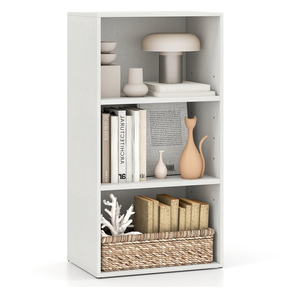 3-Cube Bookcase with 7-Position Adjustable Shelves and Anti-Toppling Kits-White