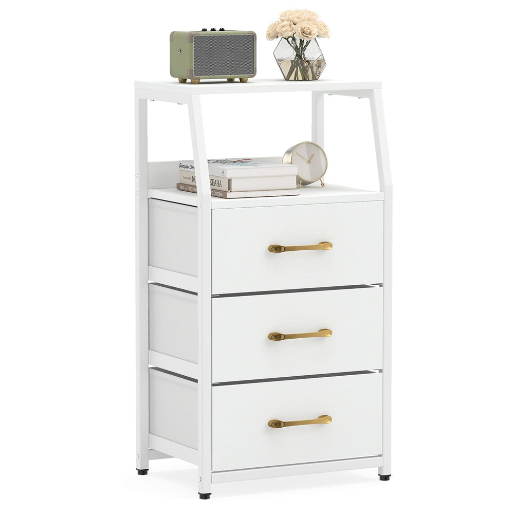 3-Drawer Storage Cabinet Vertical Storage Dresser with Detachable-White