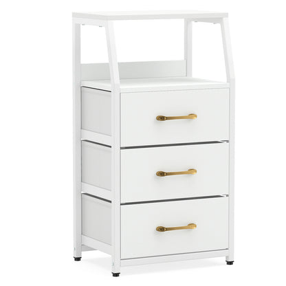 3-Drawer Storage Cabinet Vertical Storage Dresser with Detachable-White