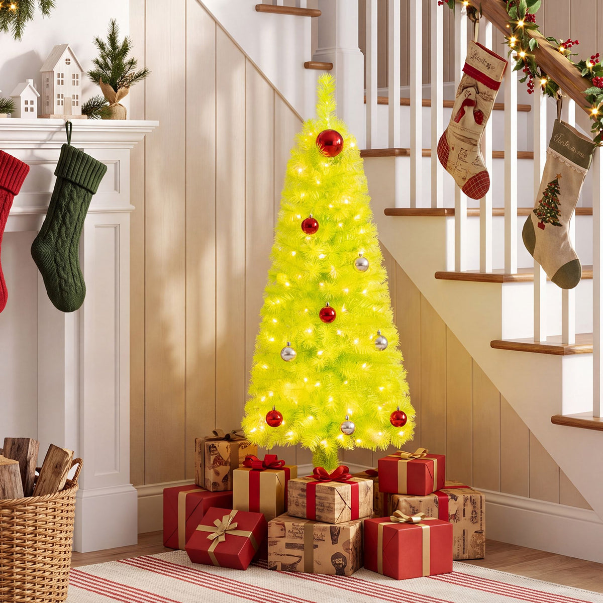 3 FT Pre-Lit Whimsical Christmas Tree With Bendable Crooked Top