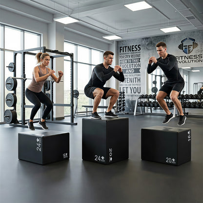 3 In 1 Foam Plyometric Box with 3 Heights and Easy-to-Clean PU Cover-24"