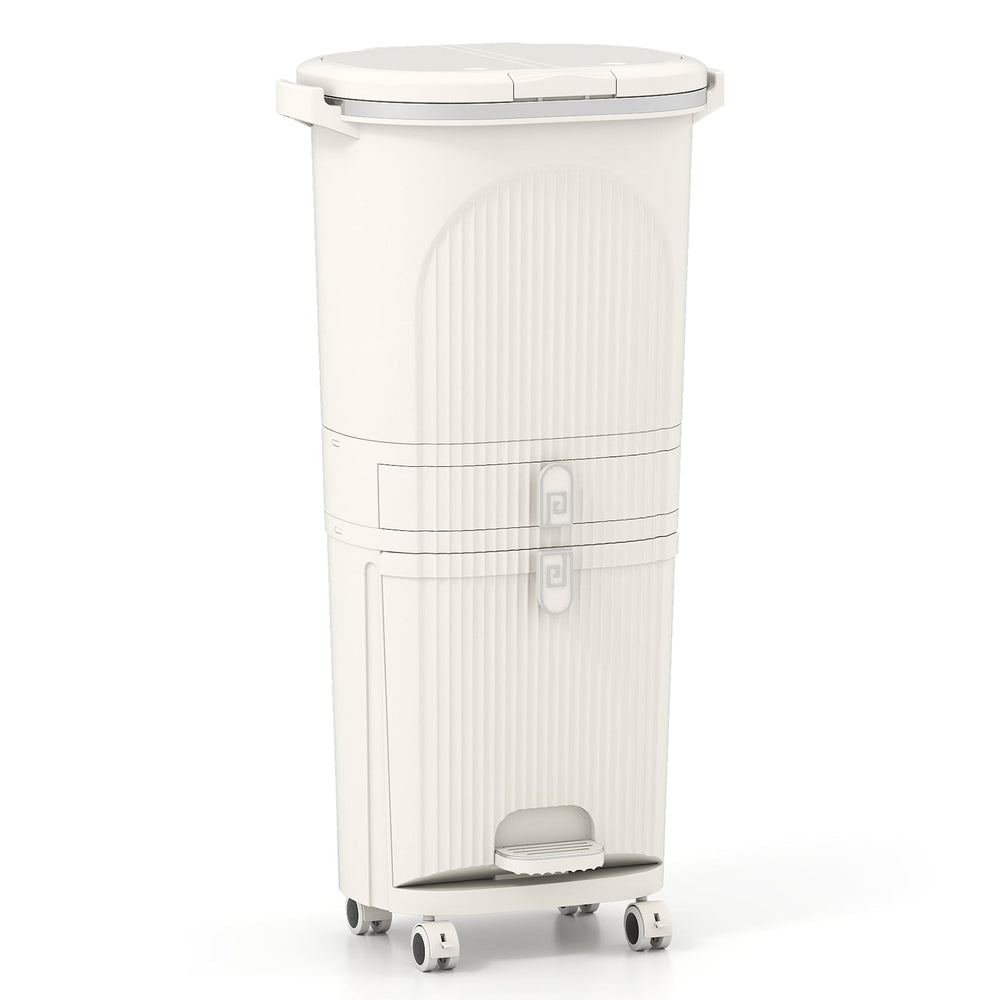 3-Layer Sorting Trash Bin with 2 Removable Buckets-Beige