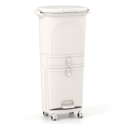 3-Layer Sorting Trash Bin with 2 Removable Buckets-Beige