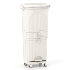 3-Layer Sorting Trash Bin with 2 Removable Buckets-Beige