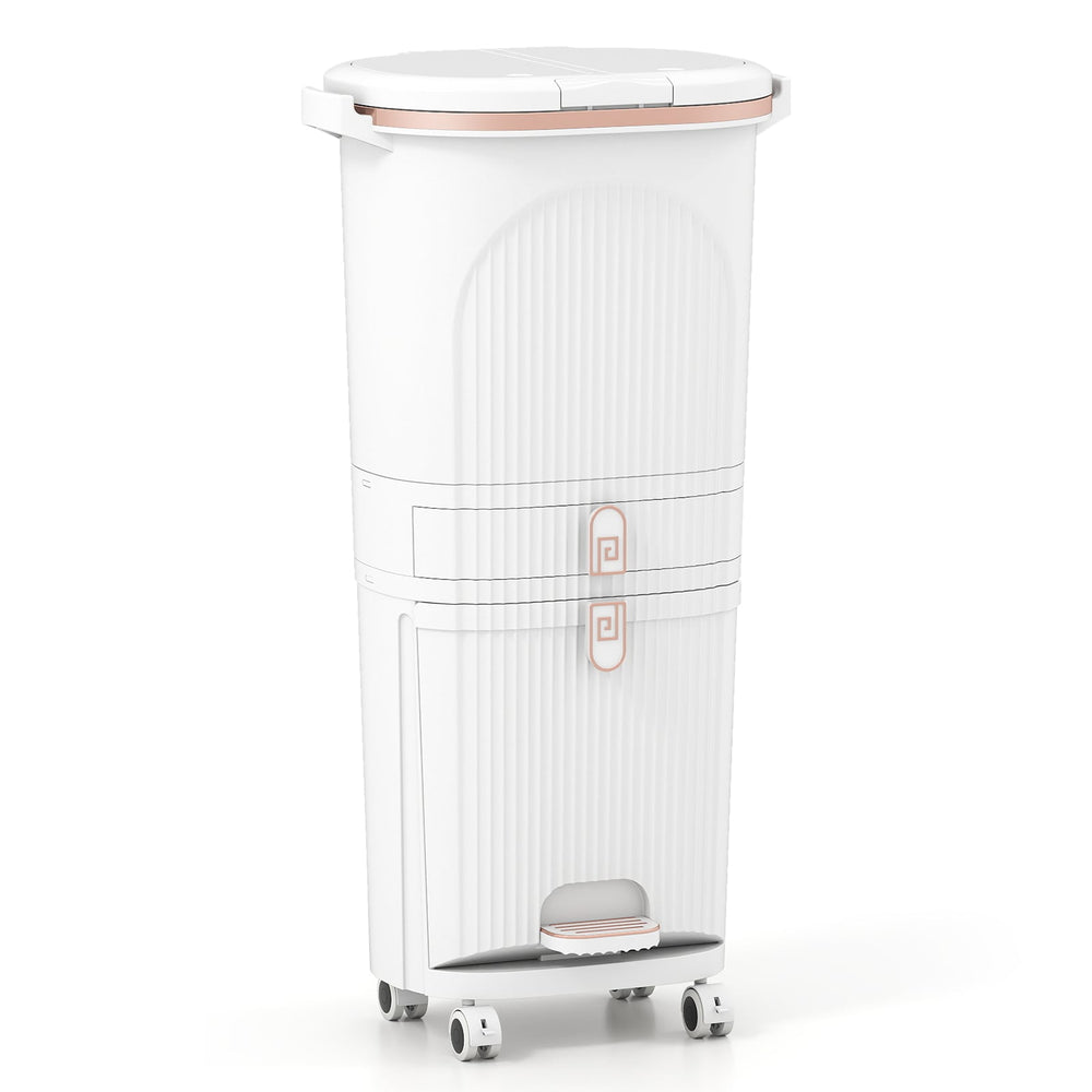 3-Layer Sorting Trash Bin with 2 Removable Buckets-White