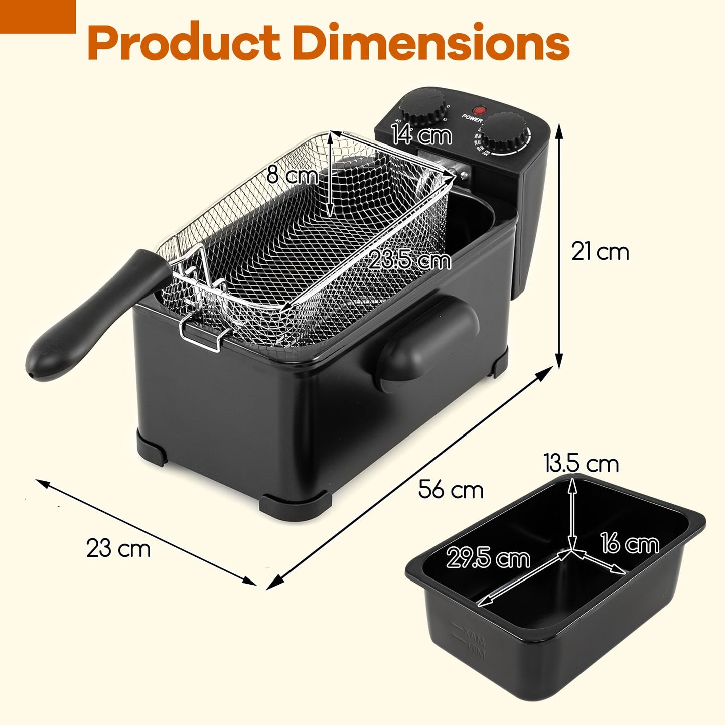 3 Liter 2000W Electric Deep Fryer  with Detachable Frying Basket