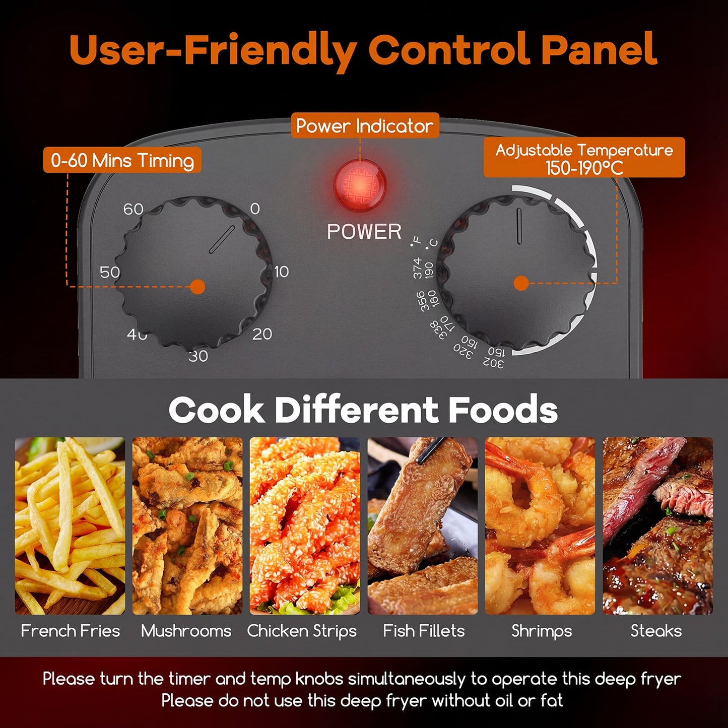 3 Liter 2000W Electric Deep Fryer  with Detachable Frying Basket