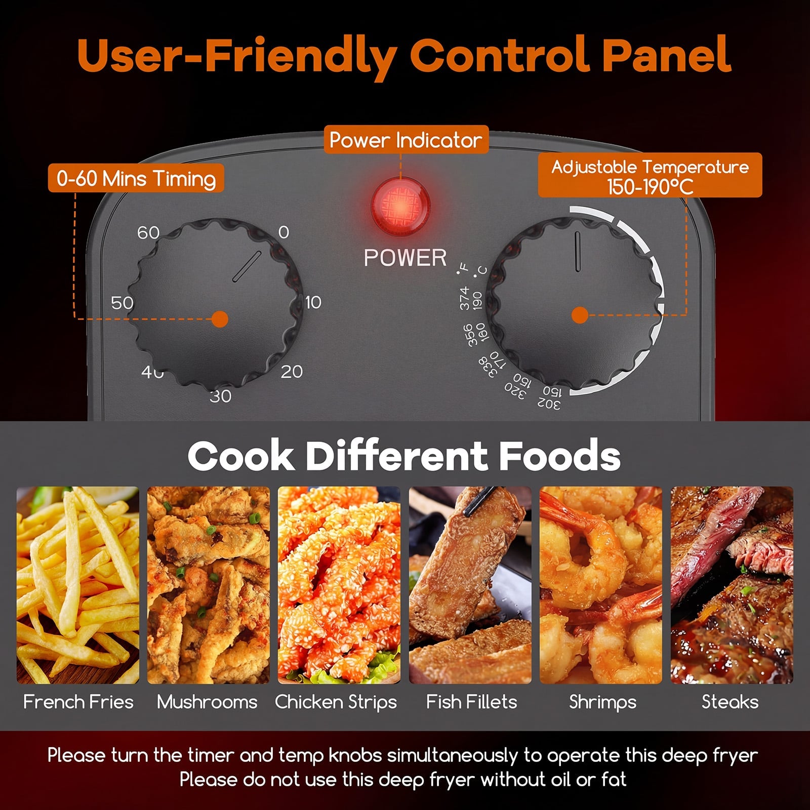 3 Liter 2000W Electric Deep Fryer  with Detachable Frying Basket