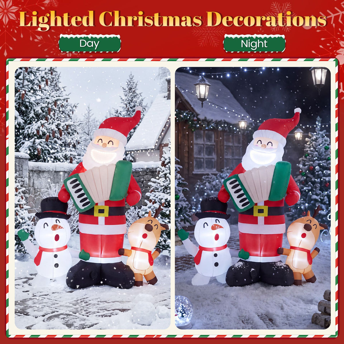 3-Pack 8 FT Inflatable Christmas Decorations for Holiday Decor Outdoor