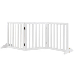 3-Panel Foldable Pet Fence with Support Feet and Flexible 2-Way Hinges-White
