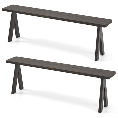 3-Person Outdoor Bench Set of 2 with 360 kg Bearing Capacity-Dark Brown