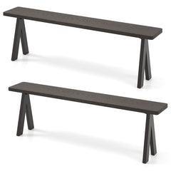 3-Person Outdoor Bench Set of 2 with 360 kg Bearing Capacity-Dark Brown