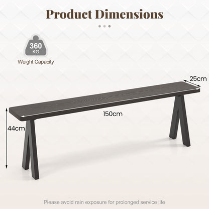3-Person Outdoor Bench Set of 2 with 360 kg Bearing Capacity-Dark Brown