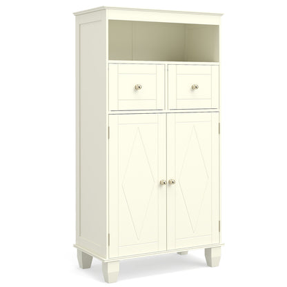 3-Piece Bathroom Cabinet Set with Diamond Pattern, Floor, Tall & Wall Cabinet