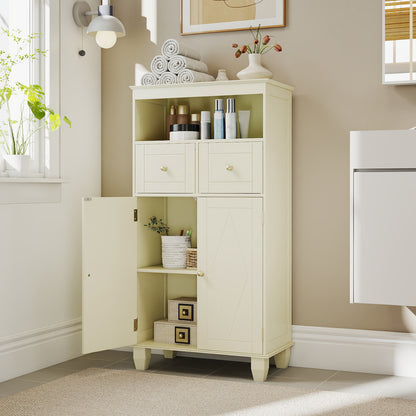 3-Piece Bathroom Cabinet Set with Diamond Pattern, Floor, Tall & Wall Cabinet