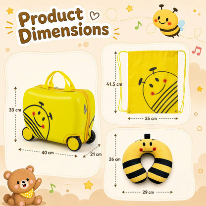 3-Piece Bee Design Kids Bee Design Set with Rucksack & Neck Pillow for Ages 3+-Yellow