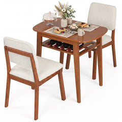 3-Piece Dining Table Set with Storage Rack for Small Spaces-Cherry