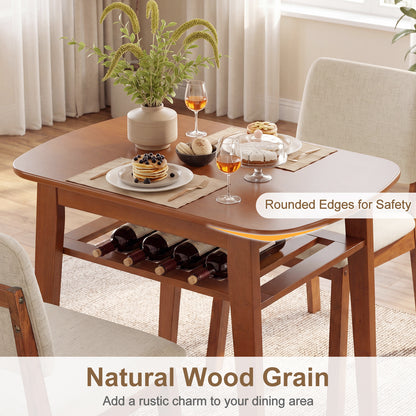 3-Piece Dining Table Set with Storage Rack for Small Spaces-Cherry