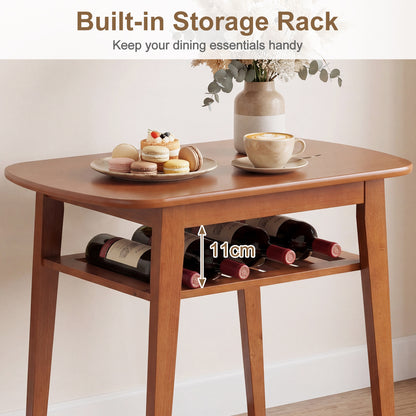 3-Piece Dining Table Set with Storage Rack for Small Spaces-Cherry