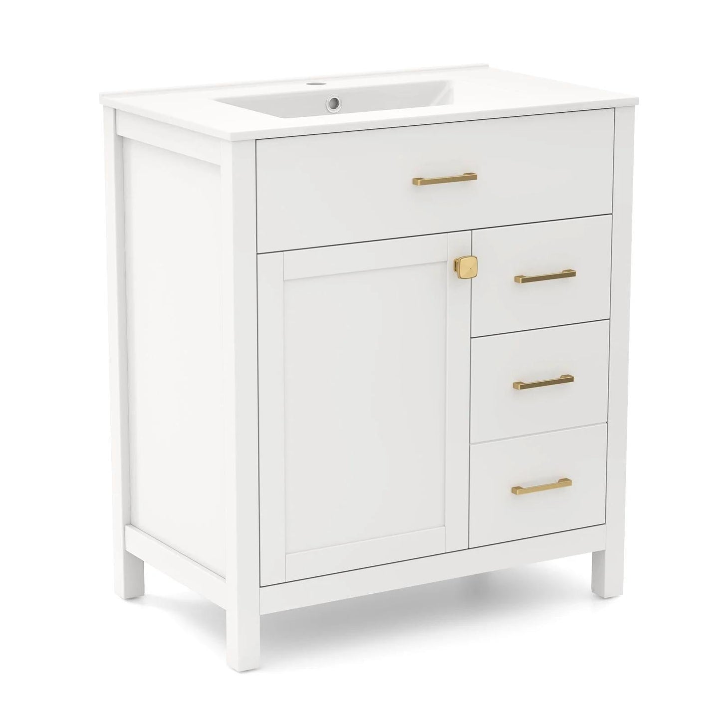 3-Piece Laundry room Bundle: Single Bathroom Vanity + Tall Bathroom Floor Cabinet + 2.6 Cu.ft Compact Portable Clothes Dryer