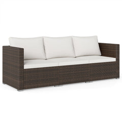 3-Piece Outdoor Wicker Sectional Sofa Set PE Rattan Modular Couch with Thick Cushions-White