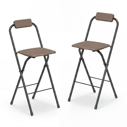3-Piece Patio Bar Set and Outdoor BBQ Canopy with Bar Table and 2 Folding Bar Stools for Backyard-Brown