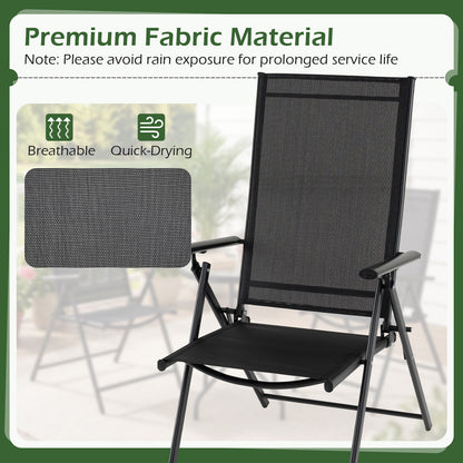 3 Piece Patio Bistro Set with Tempered Glass Coffee Table and Heavy Duty Metal Frame-Black