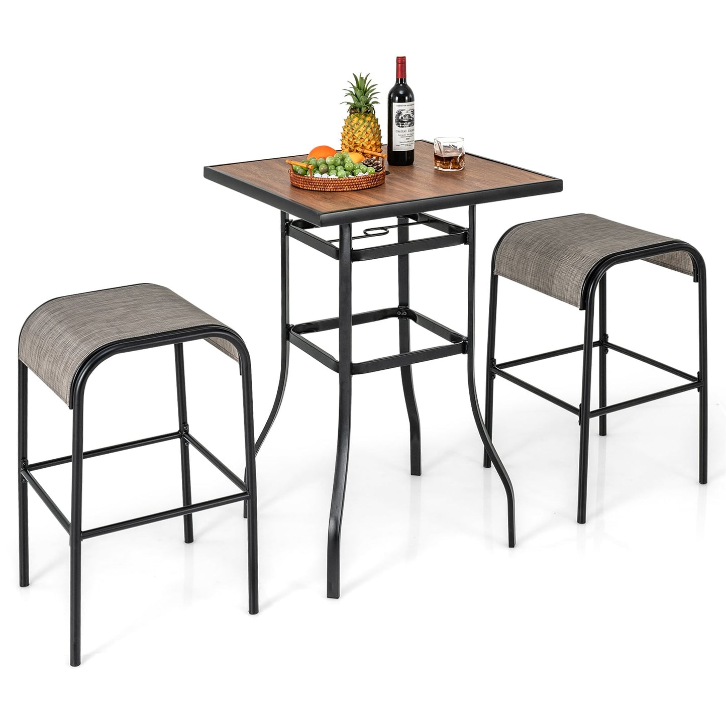 3-Piece Patio Dining Set for Lawn Yard Poolside Garden