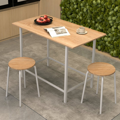 3-Piece Dining Set with 2 Round Chairs and Adjustable Foot Pads-Natural