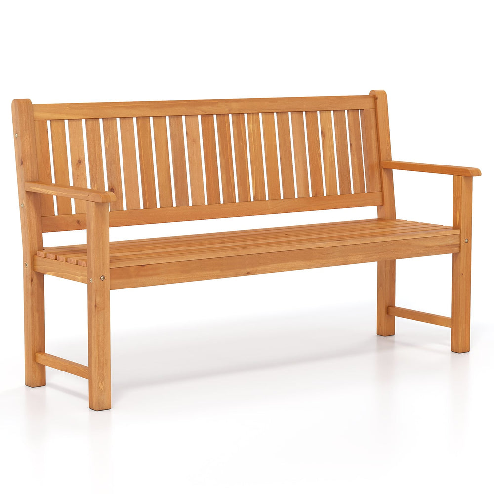 3-Seater Outdoor Wooden Bench 150 cm Large Garden Bench with Backrest-Yellow