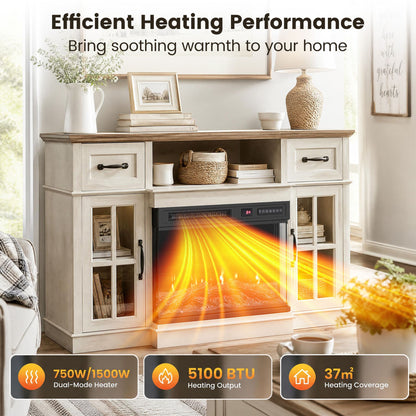3-Sided Built-in Electric Fireplace Insert with 12 Flame Colours Thermostat and 8H Timer-61 cm