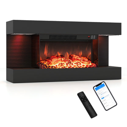 3-Sided Wall Mount Electric Fireplace with 12 Flame Ambient Colors for Indoor-82cm