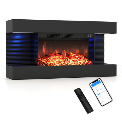 3-Sided Wall Mount Electric Fireplace with 12 Flame Ambient Colors for Indoor-82cm