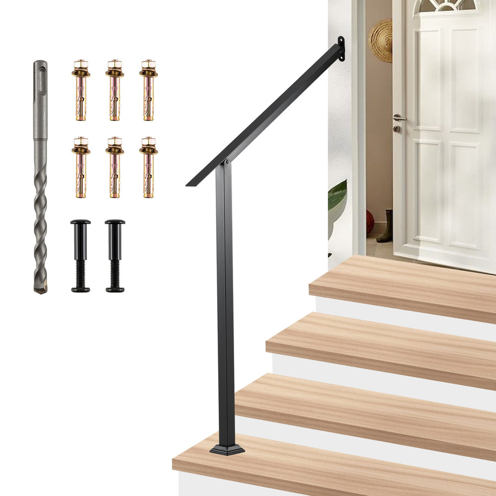 3 Step Heavy-Duty Adjustable Galvanized Steel Railing with Installation Kit for Concrete