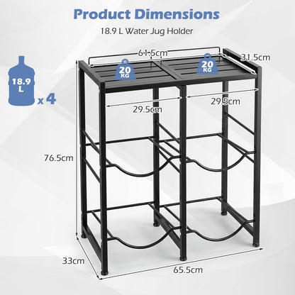 3-Tier 18.9 L Water Jug Holder with Shelves for Home Kitchen Office-Black