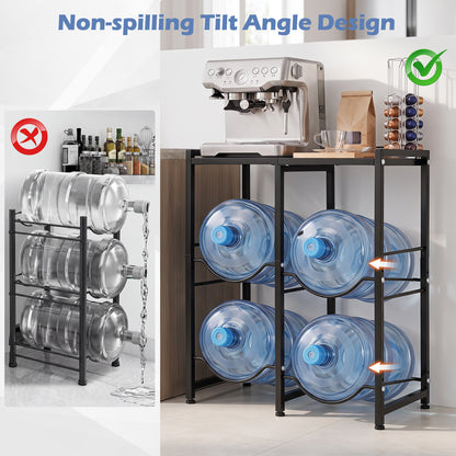 3-Tier 18.9 L Water Jug Holder with Shelves for Home Kitchen Office-Black