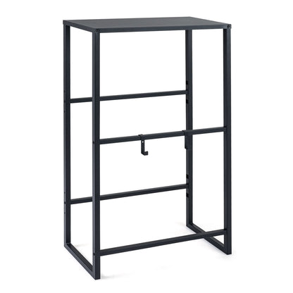 3-Tier Drink Crate Rack with Shelf and 2 Hanging Hooks-Black