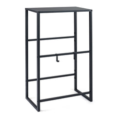3-Tier Drink Crate Rack with Shelf and 2 Hanging Hooks-Black