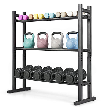 3-Tier Dumbbell Rack 240 KG Capacity Heavy-Duty Adjustable Weight Rack Stand-Black