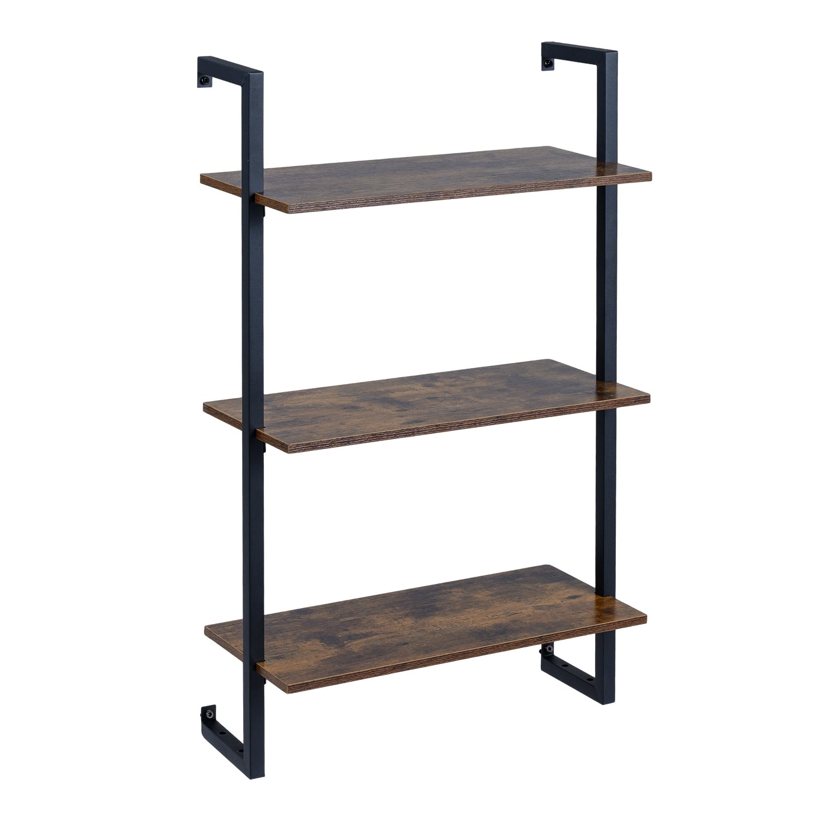 3-Tier Floating Shelf Wall Hanging Display Storage Rack for Living Room-Rustic Brown