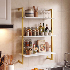 3-Tier Floating Shelf Wall Hanging Display Storage Rack for Living Room-White