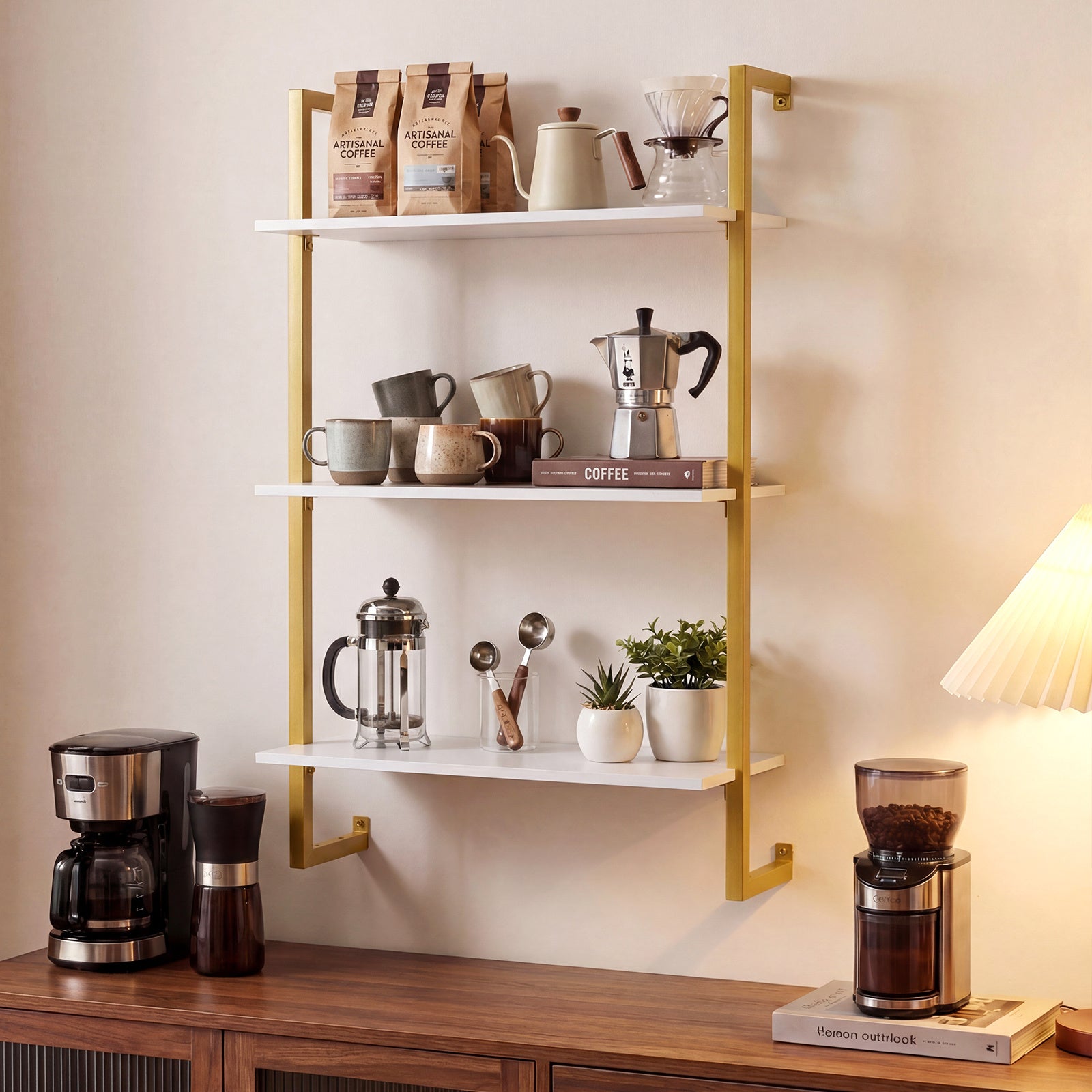 3-Tier Floating Shelf Wall Hanging Display Storage Rack for Living Room-White