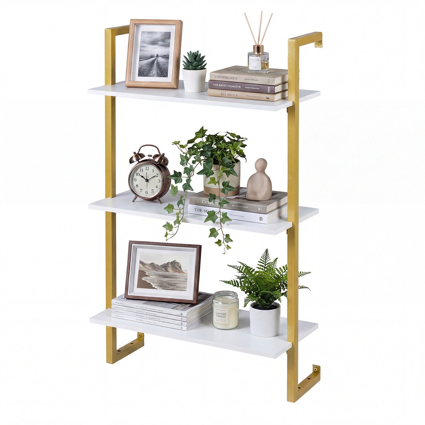 3-Tier Floating Shelf Wall Hanging Display Storage Rack for Living Room-White